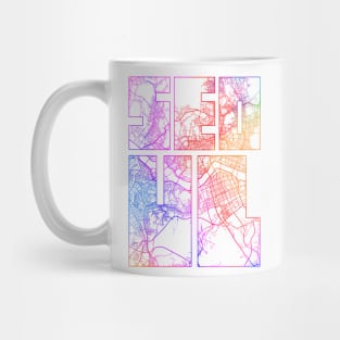 Seoul, South Korea City Map Typography - Colorful Mug